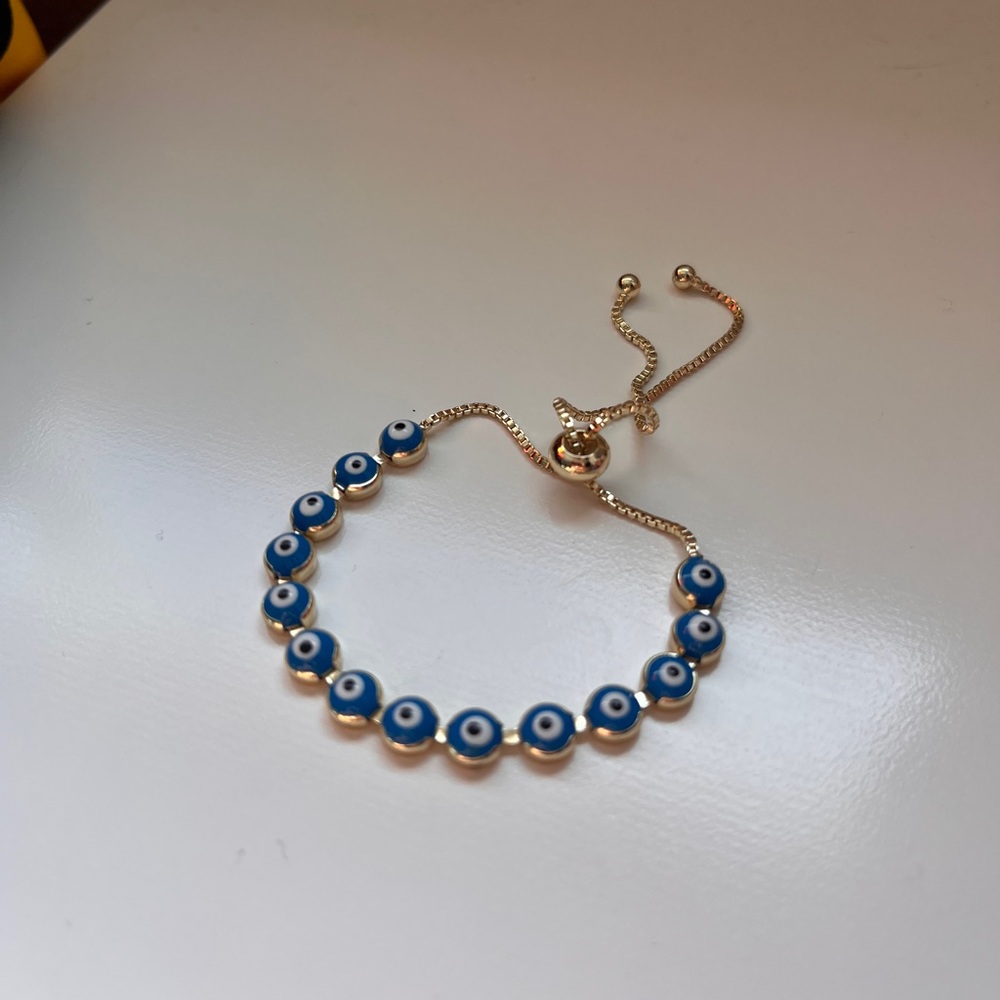 Blue and Gold Evil Eye Bracelet